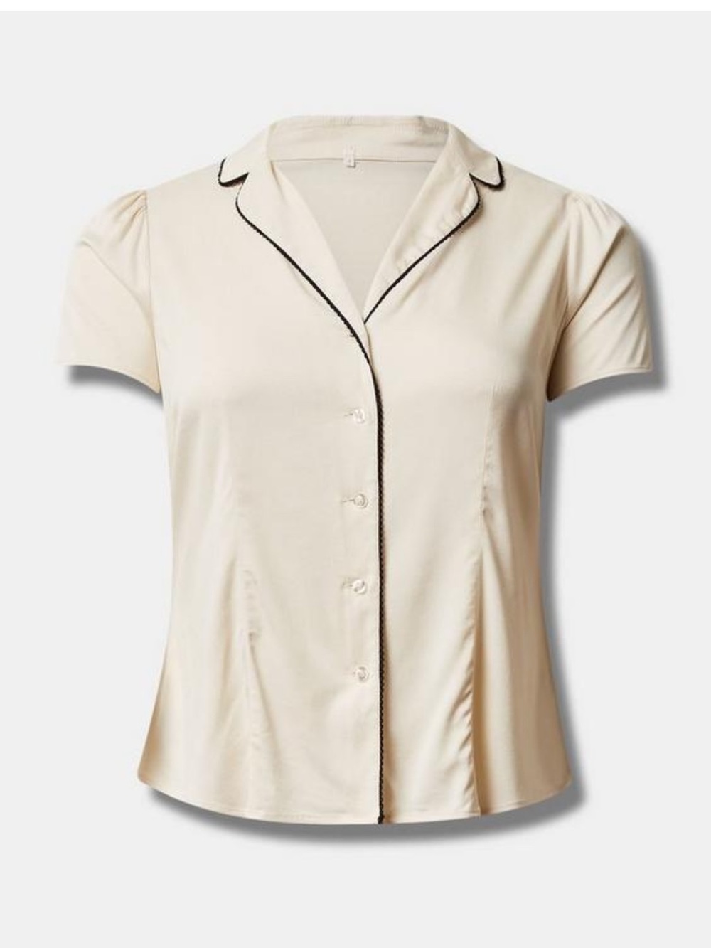 torrid- Retro Chic-Cream Short Sleeve Button-Up Top with Black Piping-NWT-size 2
